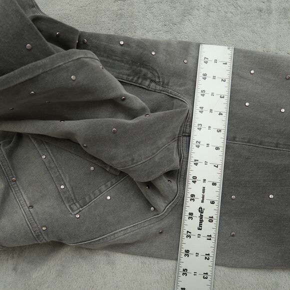 DKNY Jeans Women's Size 27 Gray High-Rise Wide-Leg Denim 31" Inseam Embellished - Picture 7 of 16